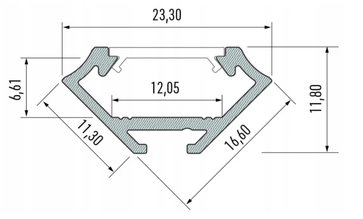 Profil aluminiowy 2m typ C surowy