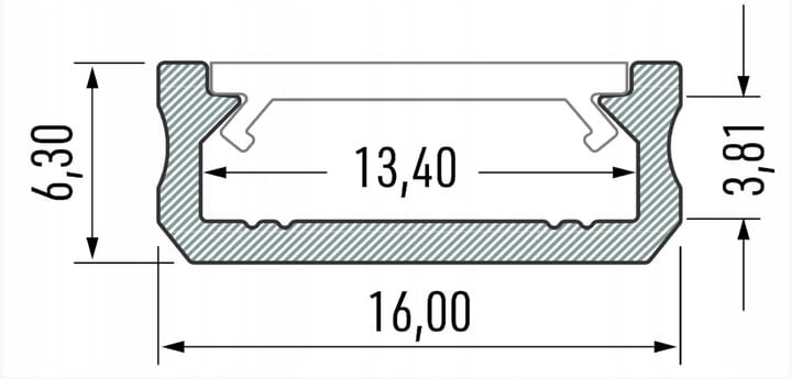 Profil aluminiowy 2m typ D surowy
