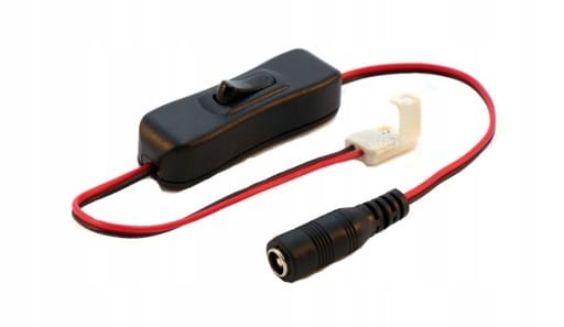 Włącznik + gniazdo DC + złączka 8mm do taśma LED
