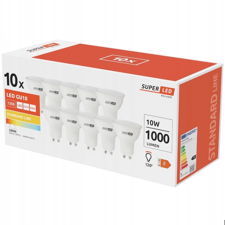 10x Żarówka LED GU10 10W biała ciepła