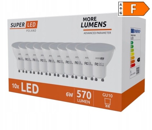 10x Żarówka LED GU10 6W biała ciepła