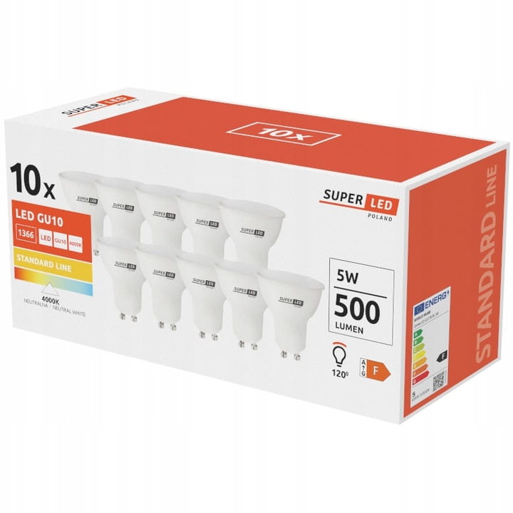 10 x Żarówka LED GU10 5W biała neutralna