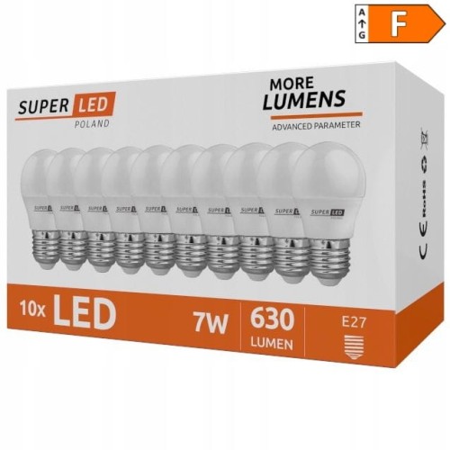 10 x Żarówka LED E27 7W biała ciepła