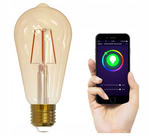 Żarówka LED E27 Smart 5,5W Filament Wi-Fi TUYA