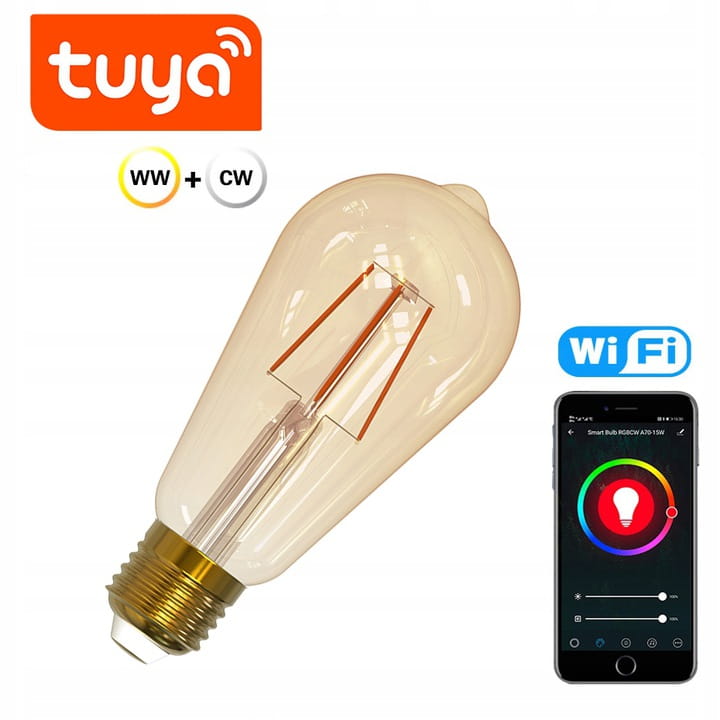Żarówka LED E27 Smart 5,5W Filament Wi-Fi TUYA