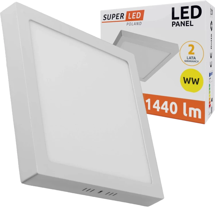 Panel Natynkowy LED 18W ciepły kwadrat biały