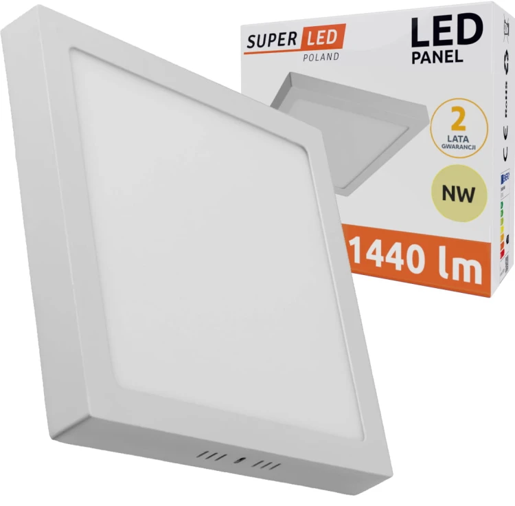 Panel Natynkowy LED 18W neutralny kwadrat biały