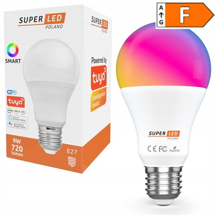 Żarówka LED E27 SMART 9W RGB WW CW Wi-Fi TUYA