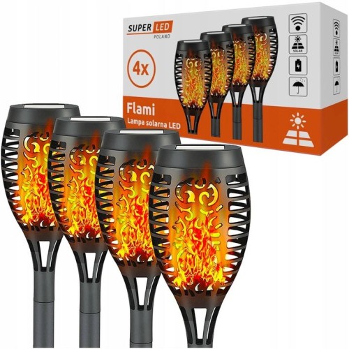 4x Lampa solarna LED FLAMI pochodnia