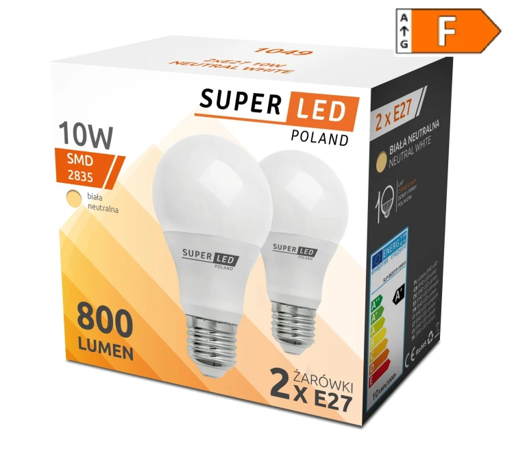 2x Żarówka LED (DWUPAK) 10W E27 biała zimna
