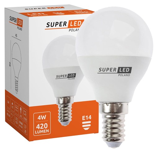 Żarówka LED E14 G45 4W kulka biała zimna