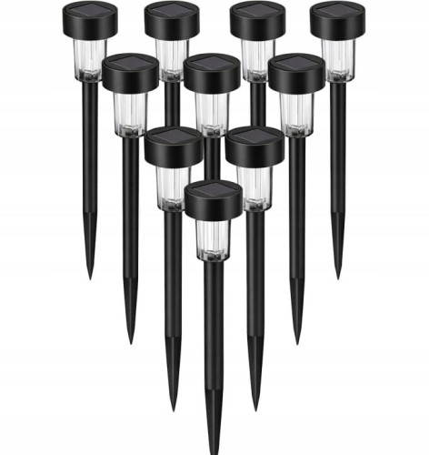 10x Lampa ogrodowa LED SOLARNA WBIJANA SŁUPEK CZARNA
