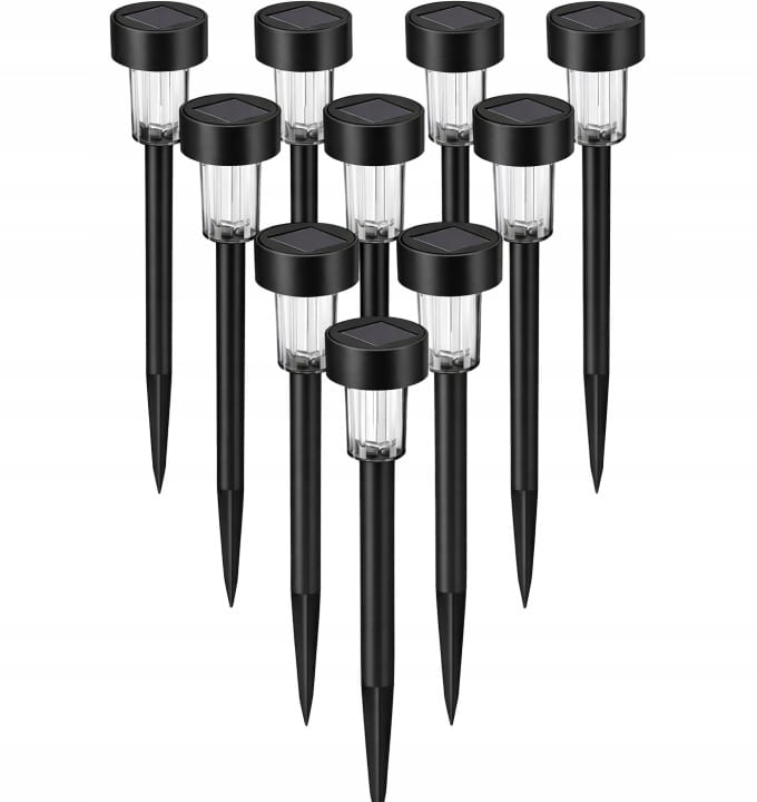 10x Lampa ogrodowa LED SOLARNA WBIJANA SŁUPEK CZARNA