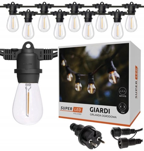 Girlanda Ogrodowa LED 10m+10x E27 1W