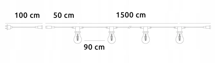 Girlanda Ogrodowa LED 15m+15x E27 1W