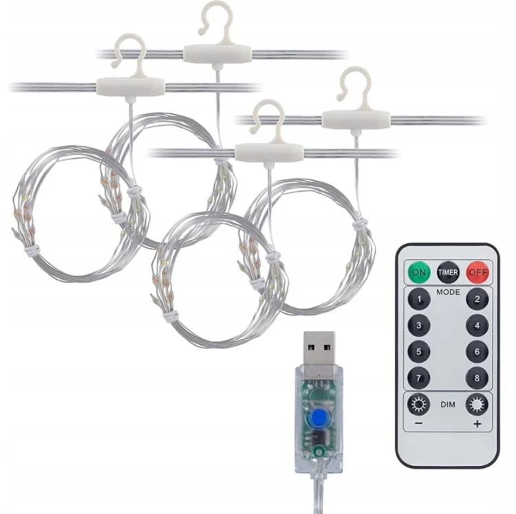 Kurtyna Świetlna USB LED Sople 3x3m ciepła