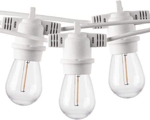 Girlanda ogrodowa BIAŁA zewnętrzna łańcuch 20m + 20x żarówka LED E27