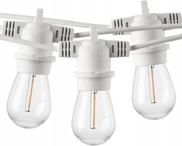 Girlanda ogrodowa BIAŁA zewnętrzna łańcuch 20m + 20x żarówka LED E27