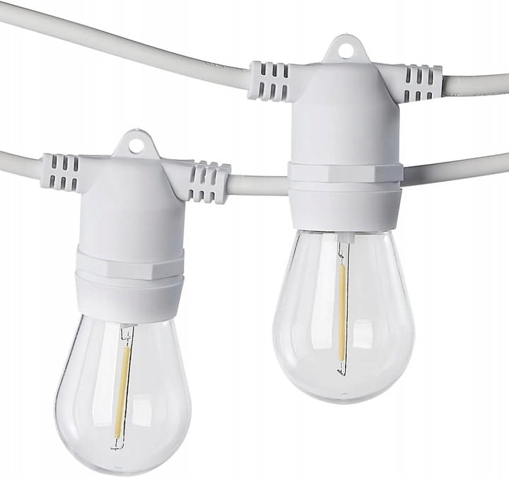 Girlanda ogrodowa BIAŁA zewnętrzna łańcuch 20m + 20x żarówka LED E27