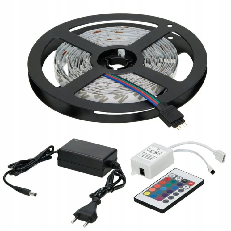Taśma LED RGB 5050 5m IP65 zasilacz + pilot ZESTAW KOMPLETNY