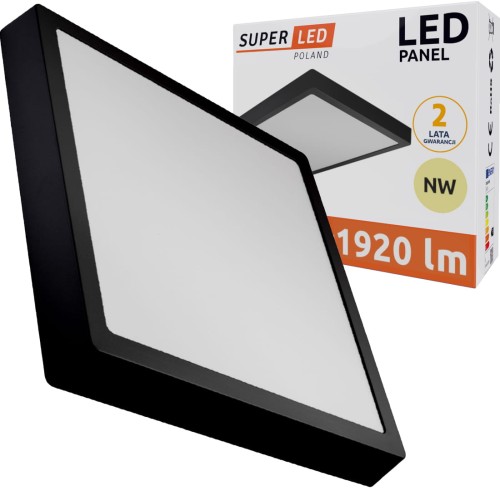 Panel Natynkowy LED 24W neutralny kwadrat czarny