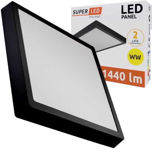 Panel Natynkowy LED 18W ciepły kwadrat czarny