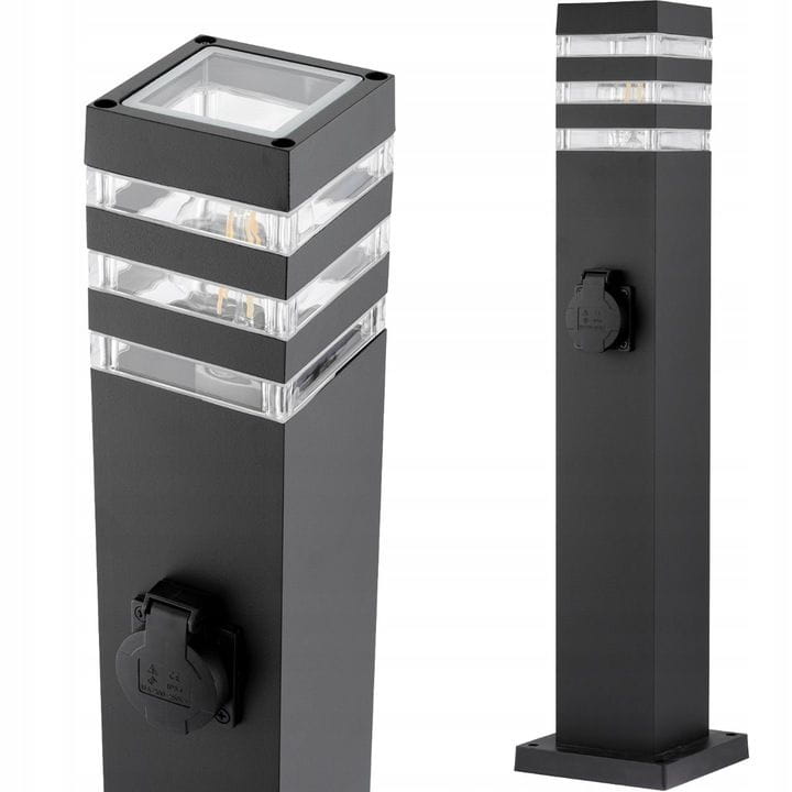 Lampa Ogrodowa Słupek 80 cm E27 z gniazdem 230V