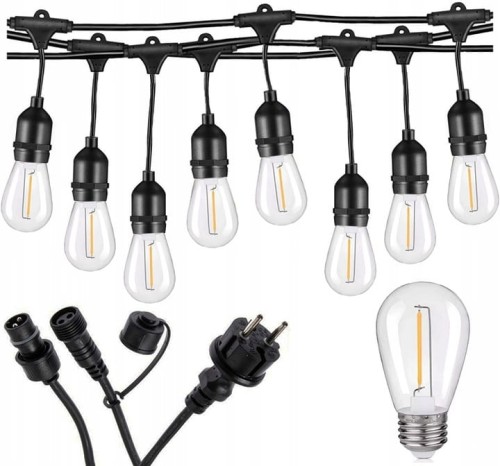 Girlanda OGRODOWA ŁAŃCUCH 10M + 10x żarówka LED 1W