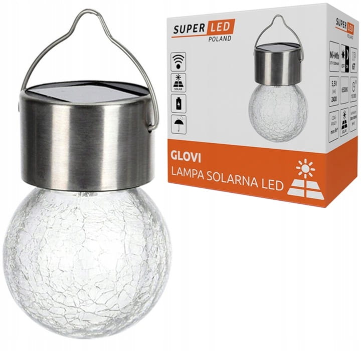 Lampa solarna LED Kula wisząca LED szklana zimna