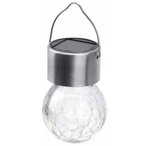 Lampa solarna LED Kula wisząca LED szklana zimna