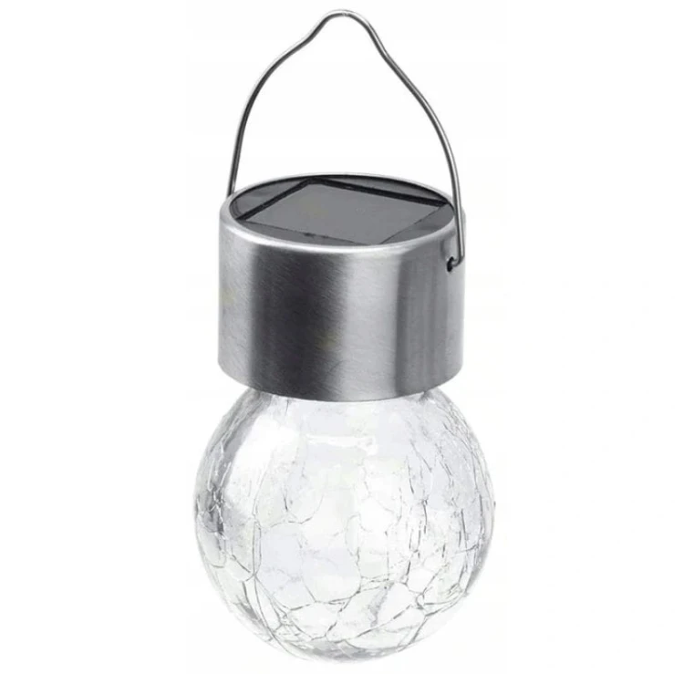 Lampa solarna LED Kula wisząca LED szklana zimna