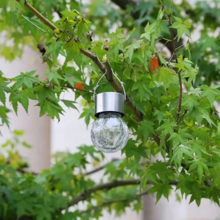 Lampa solarna LED Kula wisząca LED szklana zimna