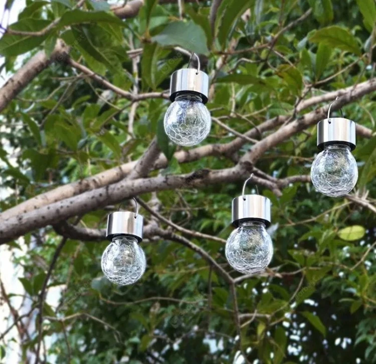 Lampa solarna LED Kula wisząca LED szklana zimna