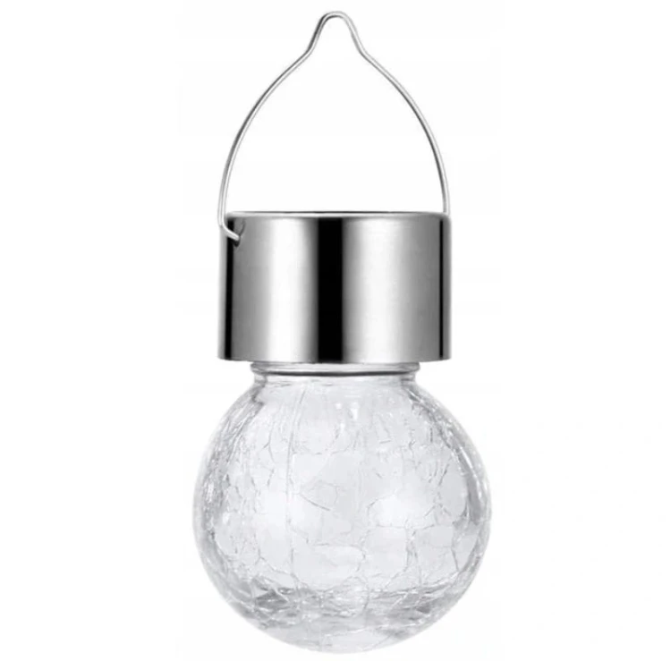 Lampa solarna LED Kula wisząca LED szklana zimna