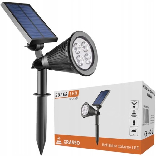 Lampa SOLARNA GRASSO Ogrodowa LED Reflektor wbijany