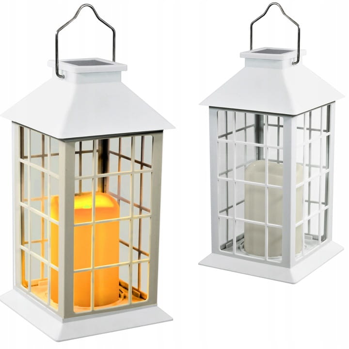 2x Latarnia solarna LED Biała