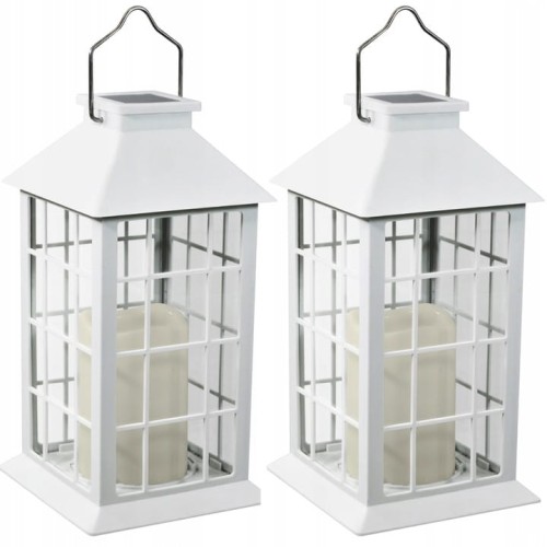 2x Latarnia solarna LED Biała