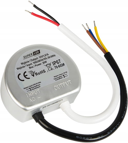Zasilacz LED 12V 20W dopuszkowy do puszki do taśm