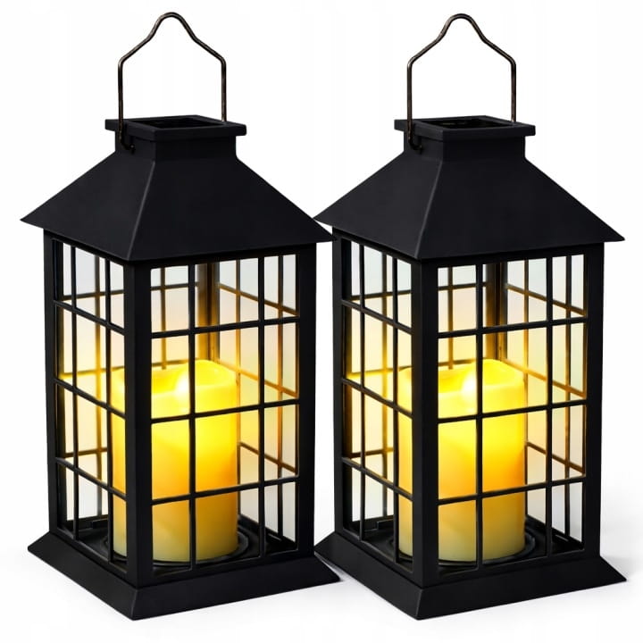 2x Latarenka solarna LED czarna