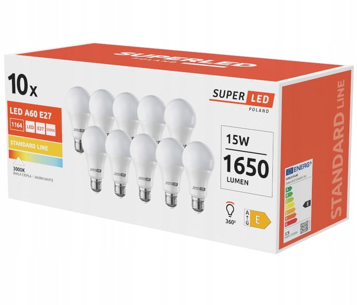 10x Żarówka LED E27 15W barwa ciepła