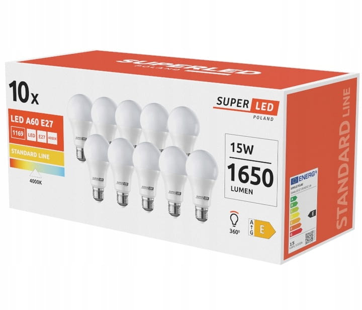 10x Żarówka LED E27 15W barwa neutralna