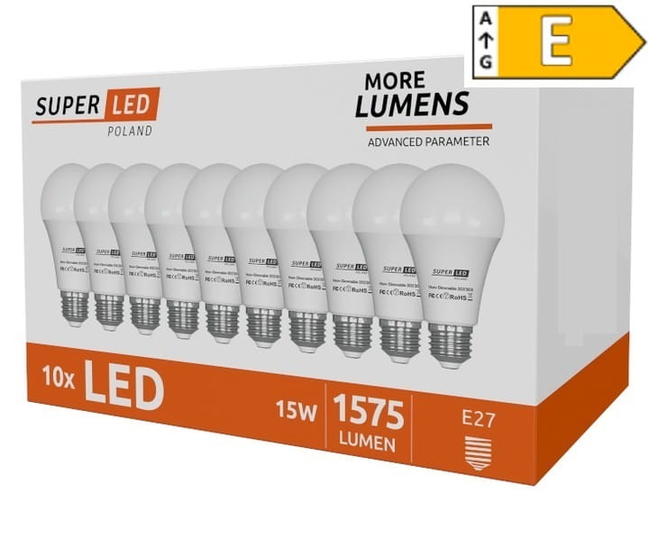 10x Żarówka LED E27 15W barwa zimna