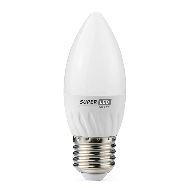 Żarówka LED E27 7W świeczka biała zimna
