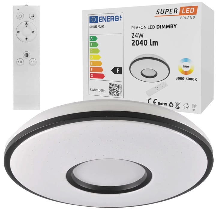 Lampa Sufitowa Panel LED PLAFON 24W CCT 3 barwy ściemniacz + pilot SuperLED