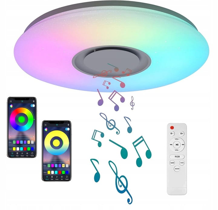 Lampa Panel LED PLAFON 36W RGB CCT Głośnik Bluetooth + pilot SuperLED