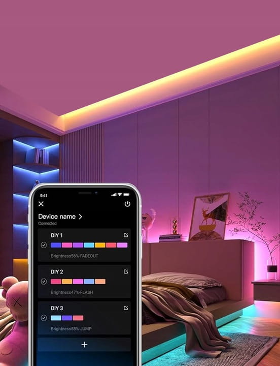 Zestaw Taśma LED 5m RGB 5050 Smart Bluetooth Aplikacja + pilot SuperLED