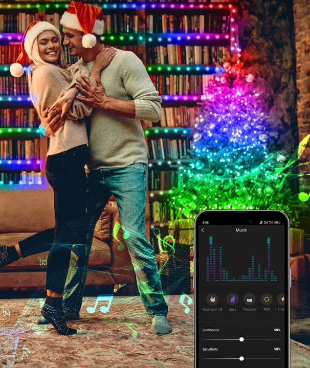 Lampki choinkowe LED RGB USB Bluetooth Smart 20m Pilot