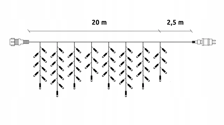 Sople 500 LED  zewnętrzne 22,5 m IP44 zimne + Flash