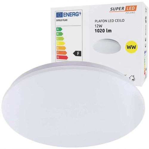 Plafon LED 12W Lampa Panel CZUJNIK RUCHU biały ciepły SuperLED
