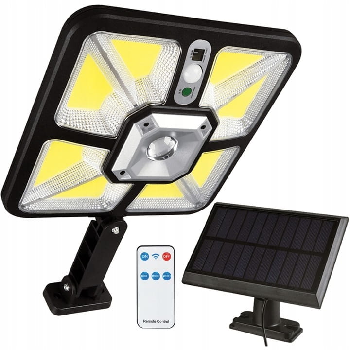 Lampa solarna LED COB Latarnia uliczna z czujnik 150W z kablem 5 m + pilot
